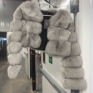 Luxurious Gray Fur Jacket